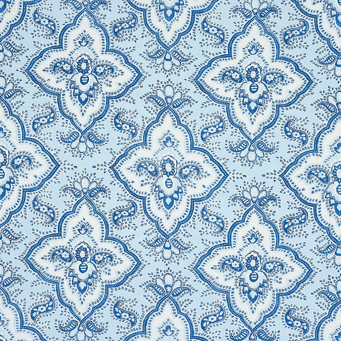 Schumacher Amalia Medallion Handmade Print Blue Fabric Sample 179440