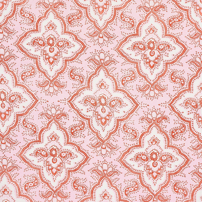 Schumacher Amalia Medallion Handmade Print Pink Fabric Sample 179442