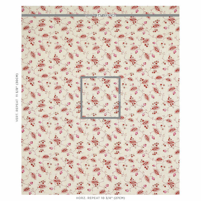 Schumacher Maryam Vine Pink & Red Fabric 179450