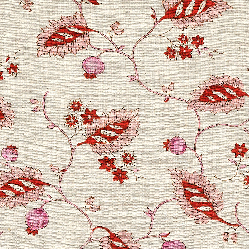 Schumacher Maryam Vine Pink & Red Fabric 179450