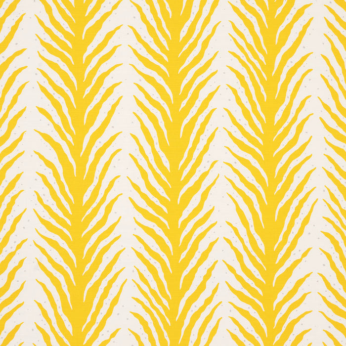 Schumacher Creeping Fern Print Lemonade Fabric Sample 179481