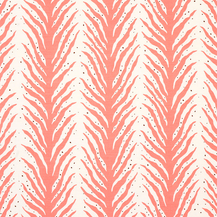 Schumacher Creeping Fern Print Coral Fabric Sample 179482