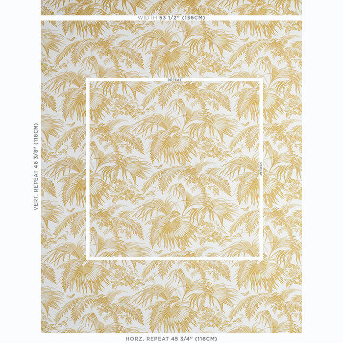 Schumacher Toile Tropique Gold Fabric Sample 179510