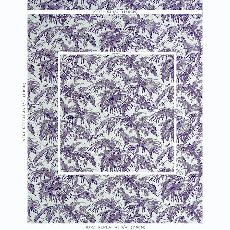 Schumacher Toile Tropique Purple Fabric 179512