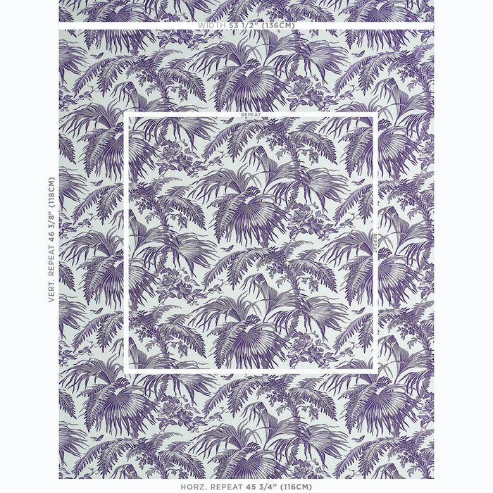 Schumacher Toile Tropique Purple Fabric 179512