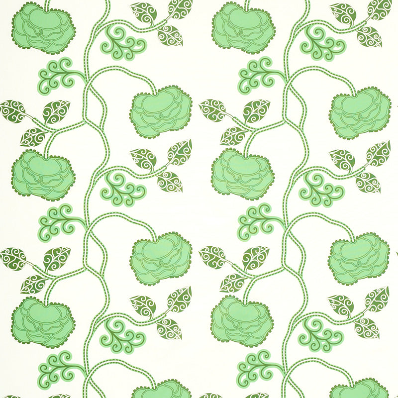 Schumacher Queen Fruit Chintz Jade Fabric Sample 179540