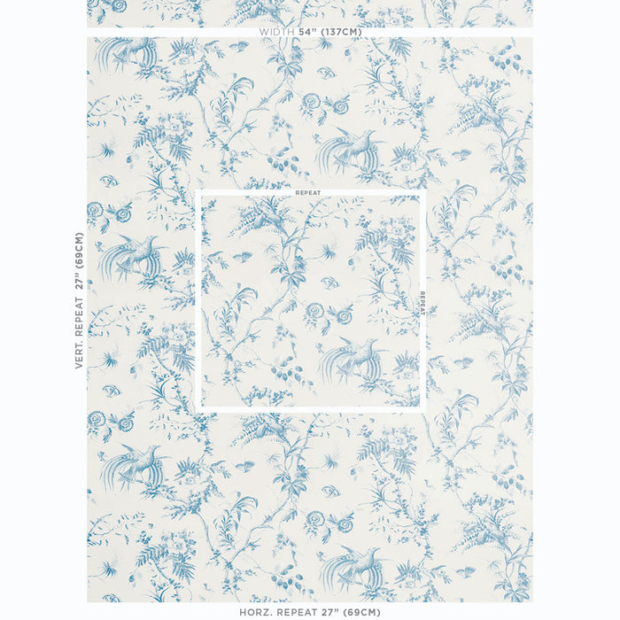 Schumacher Toile De La Prairie Blue Fabric 179570