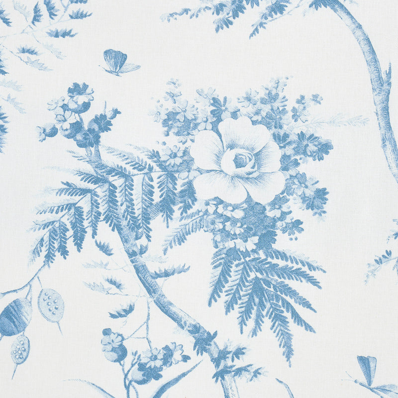 Schumacher Toile De La Prairie Blue Fabric 179570