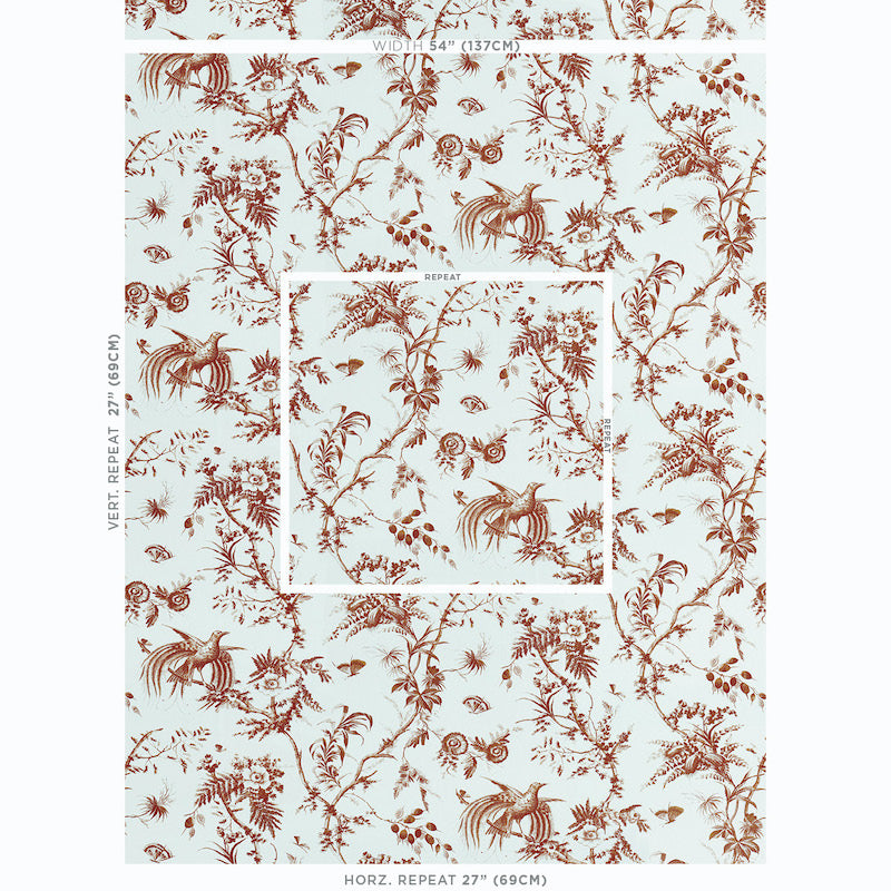 Schumacher Toile De La Prairie Brown Fabric Sample 179572