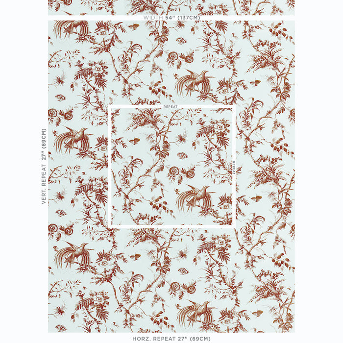 Schumacher Toile De La Prairie Brown Fabric Sample 179572