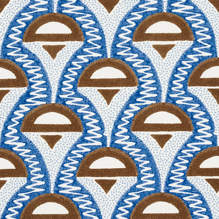 Schumacher Abelino Blue & Brown Fabric Sample 179581