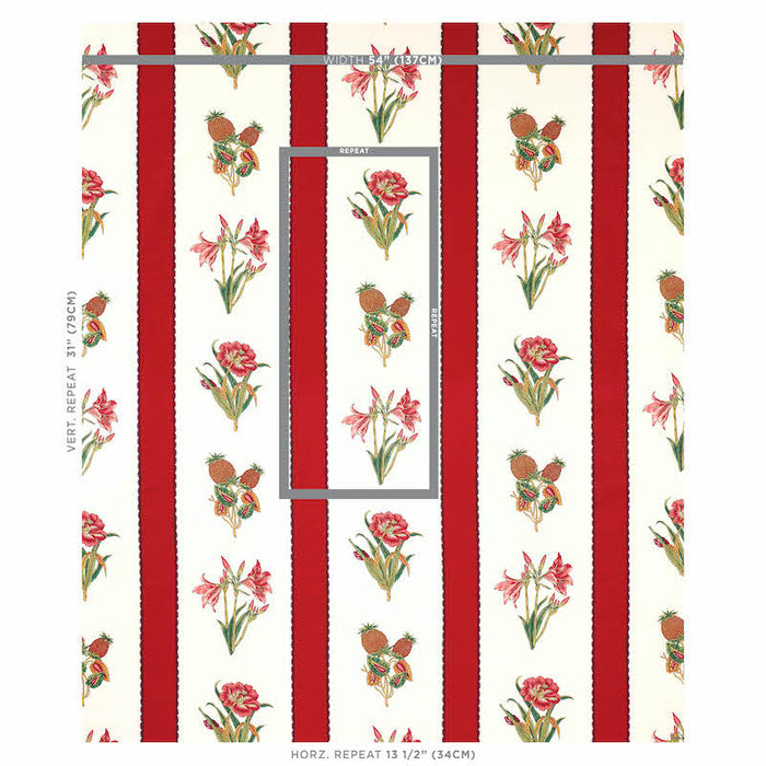 Schumacher Servilia Stripe Red Fabric 179641