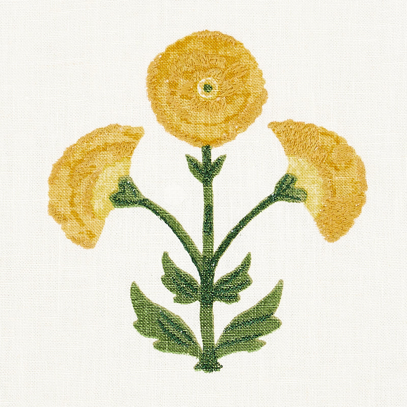 Schumacher Saranda Flower Embroidery Marigold Fabric Sample 179671