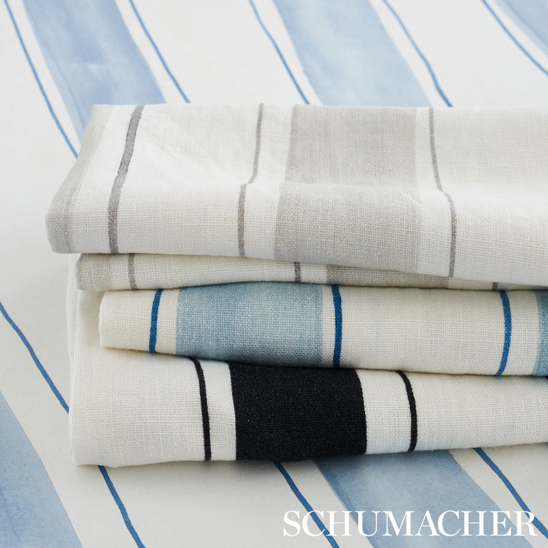 Schumacher Tracing Stripes Sky Fabric Sample 179700