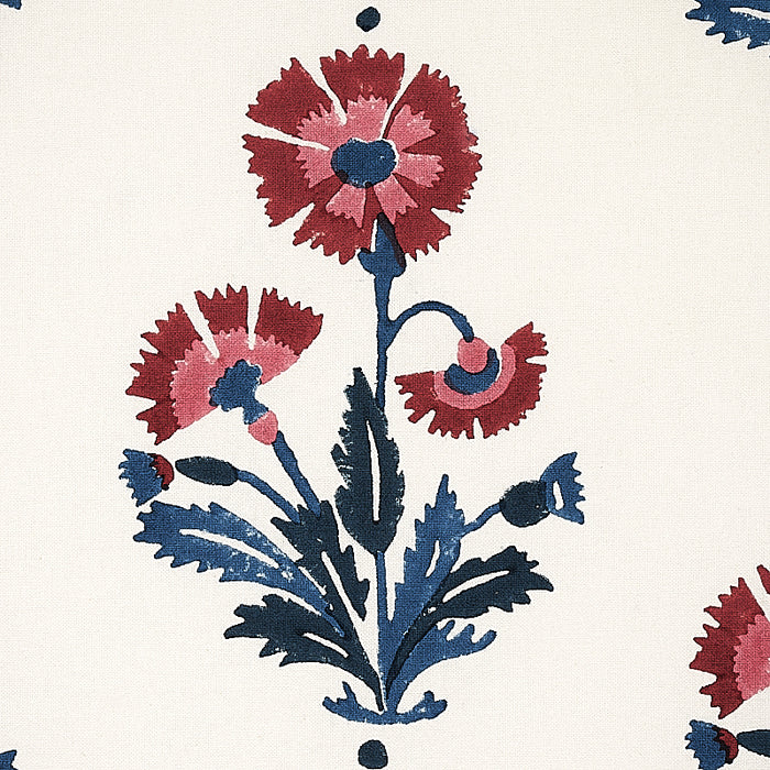 Schumacher Dianthus Hand Block Print Indigo & Iron Fabric 179741