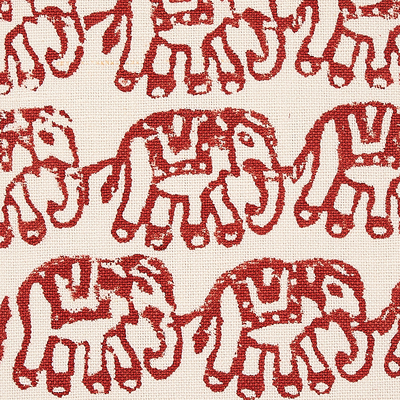 Schumacher Ellies Hand Block Print Rust Fabric 179751