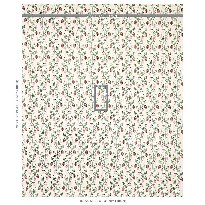 Schumacher Strawberry Hand Block Print Grass Fabric 179780