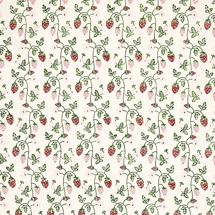 Schumacher Strawberry Hand Block Print Grass Fabric 179780