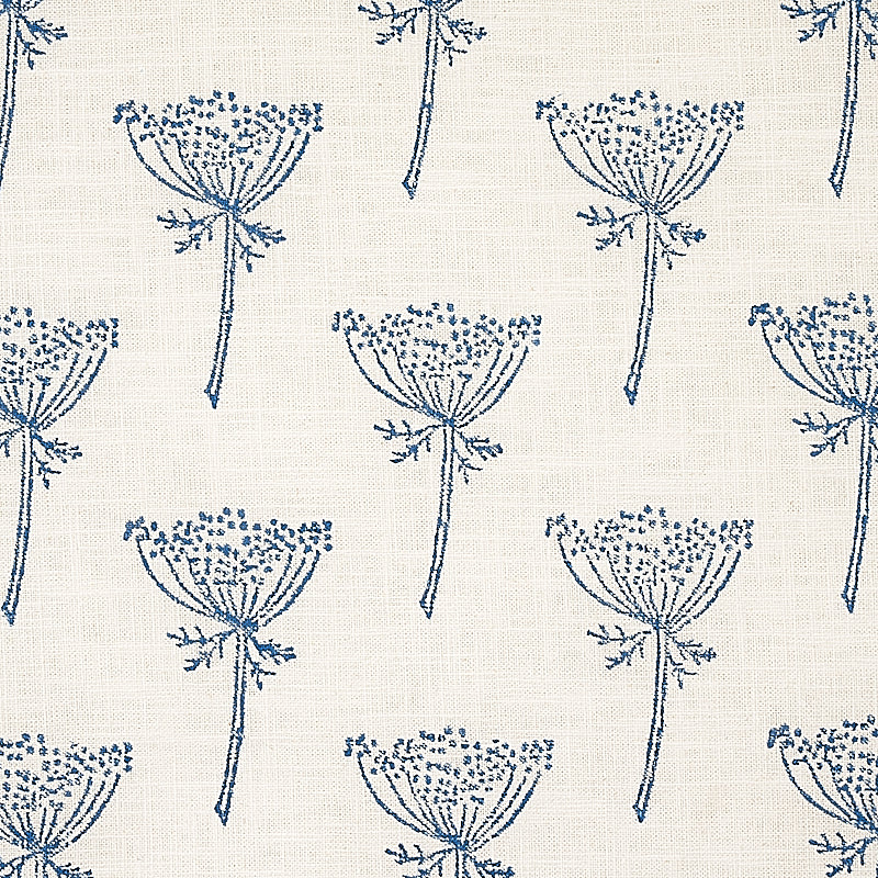 Schumacher Wild Carrot Hand Block Print Indigo Fabric Sample 179810