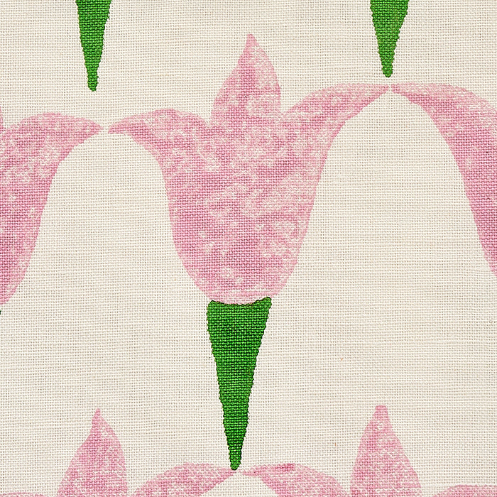 Schumacher Tulip Hand Block Rose & Grass Fabric Sample 179820