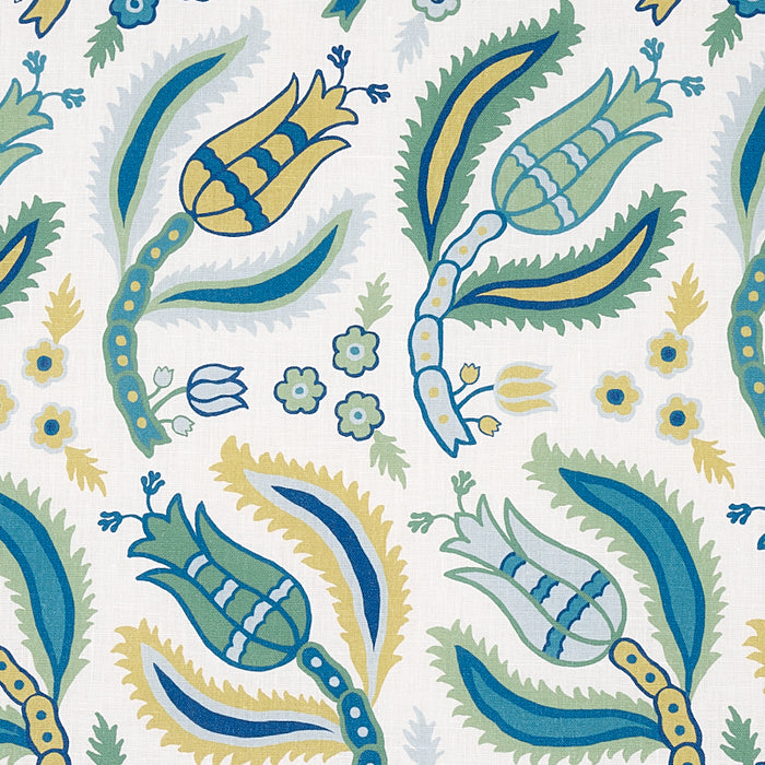 Schumacher Malabar Vine Peacock Fabric 179850