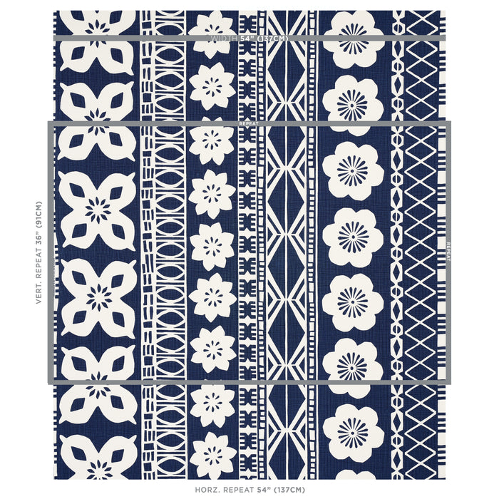 Schumacher Mrs. Howell Indigo Fabric 179872