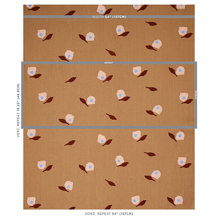 Schumacher Aquinnah Hand Block Camel Fabric Sample 179891