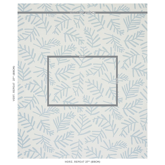 Schumacher Tiah Cove Blue Leaf Fabric Sample 179911