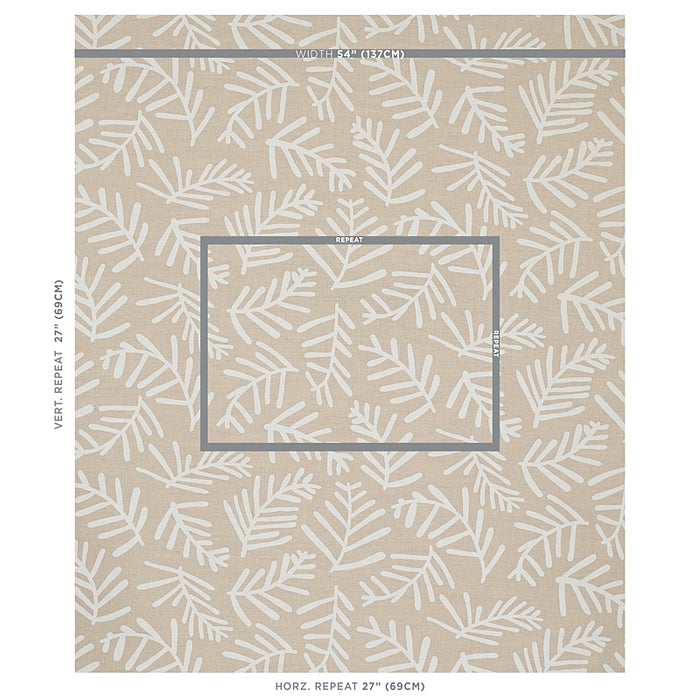 Schumacher Tiah Cove Ivory On Natural Fabric Sample 179912