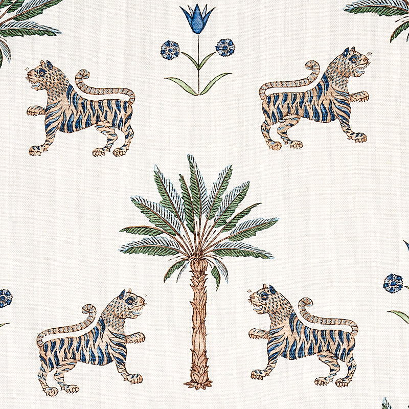 Schumacher Tiger Palm Delft Fabric 179931