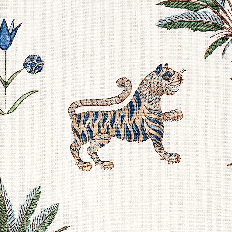 Schumacher Tiger Palm Delft Fabric Sample 179931