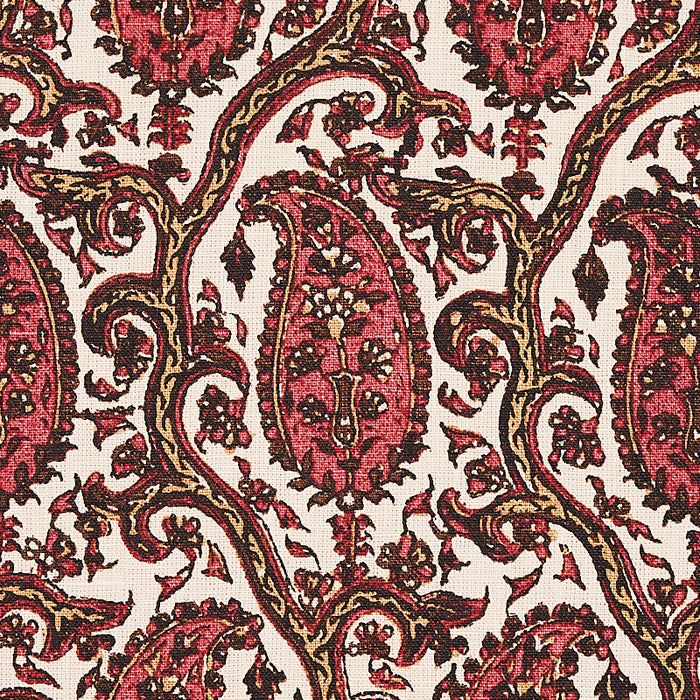 Schumacher Daria Paisley Maroon Fabric Sample 179960