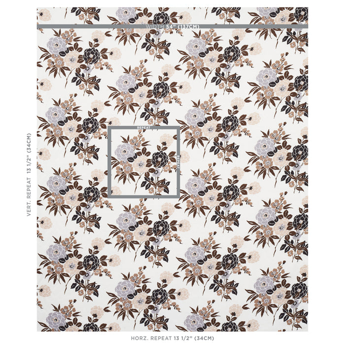 Schumacher Valentina Floral Brown Fabric Sample 180021