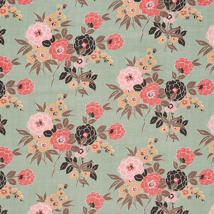 Schumacher Valentina Floral Green Fabric Sample 180023