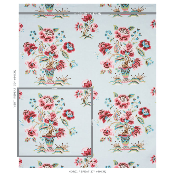 Schumacher Ashford Linen Rose And Sky Fabric 180040