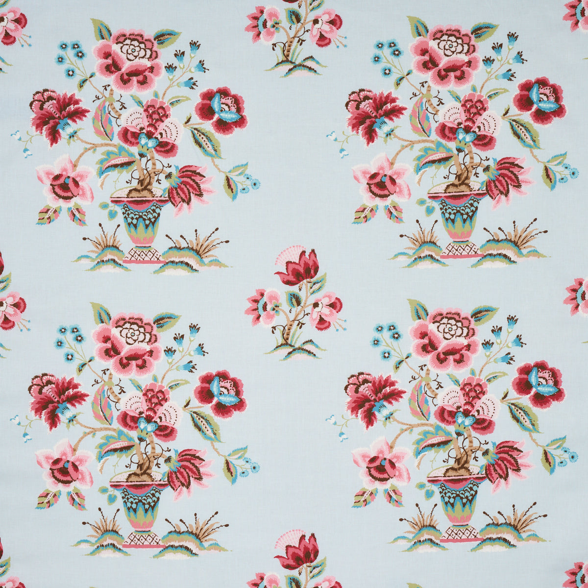 Schumacher Ashford Linen Rose And Sky Fabric Sample 180040