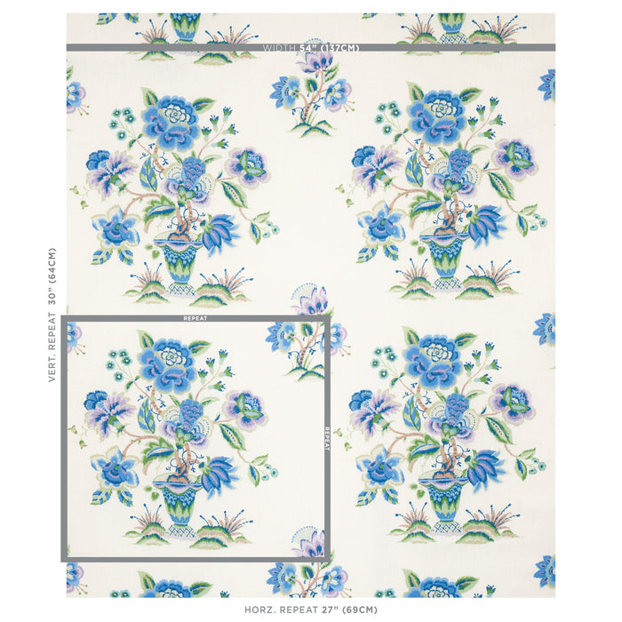 Schumacher Ashford Linen Cornflower And Lilac Fabric Sample 180041