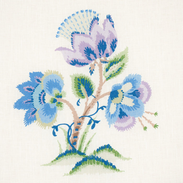 Schumacher Ashford Linen Cornflower And Lilac Fabric 180041