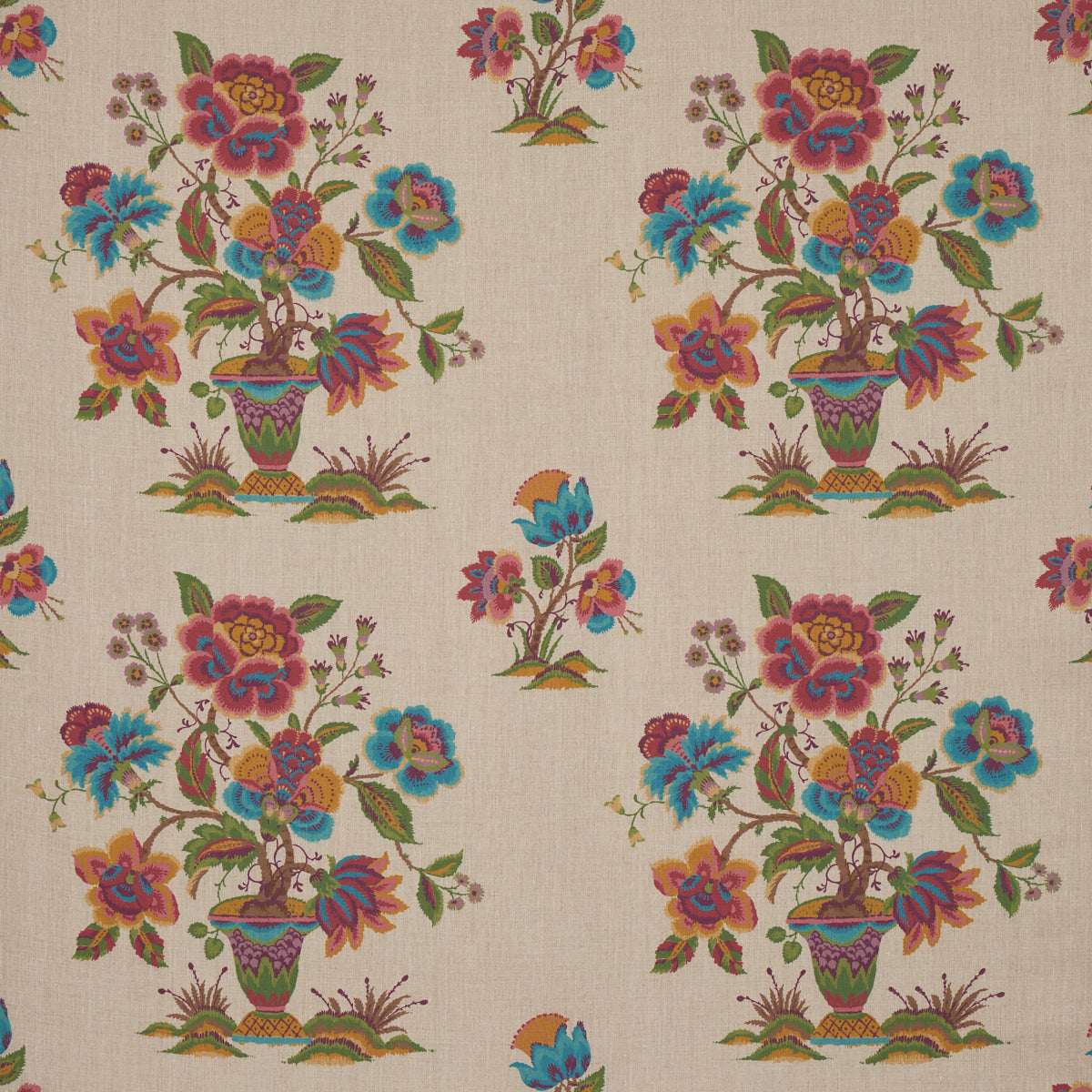 Schumacher Ashford Linen Mulberry And Natural Fabric 180043