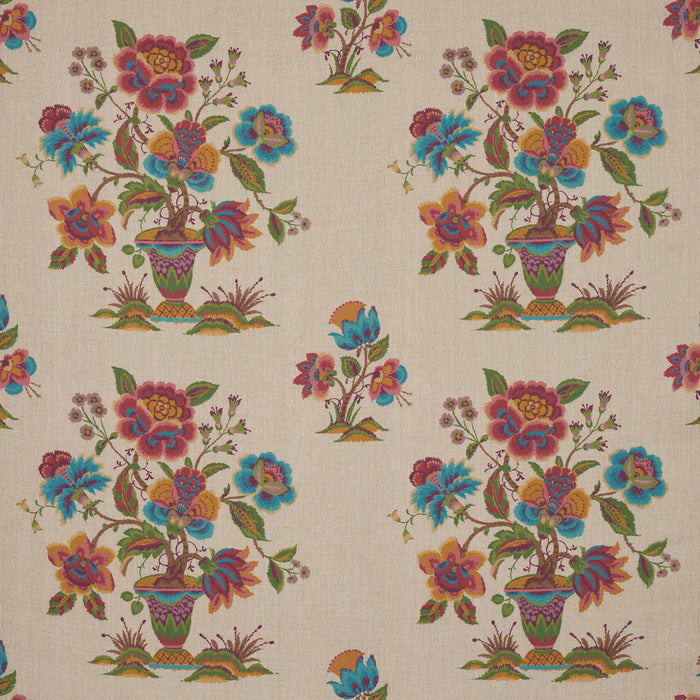 Schumacher Ashford Linen Mulberry And Natural Fabric 180043