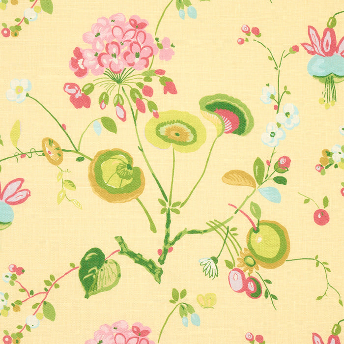 Schumacher Vasily Linen Green And Yellow Fabric 180082