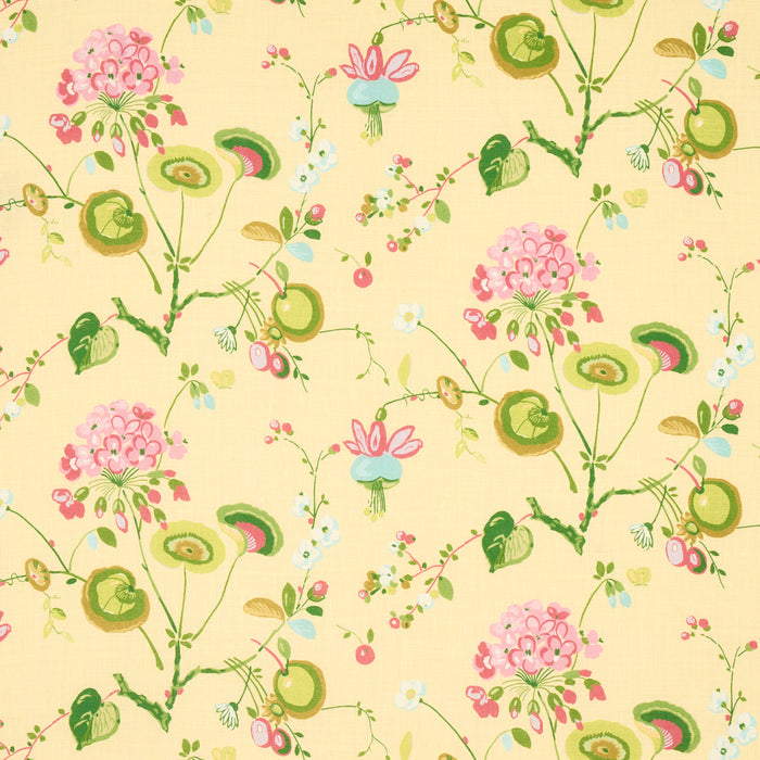 Schumacher Vasily Linen Green And Yellow Fabric 180082