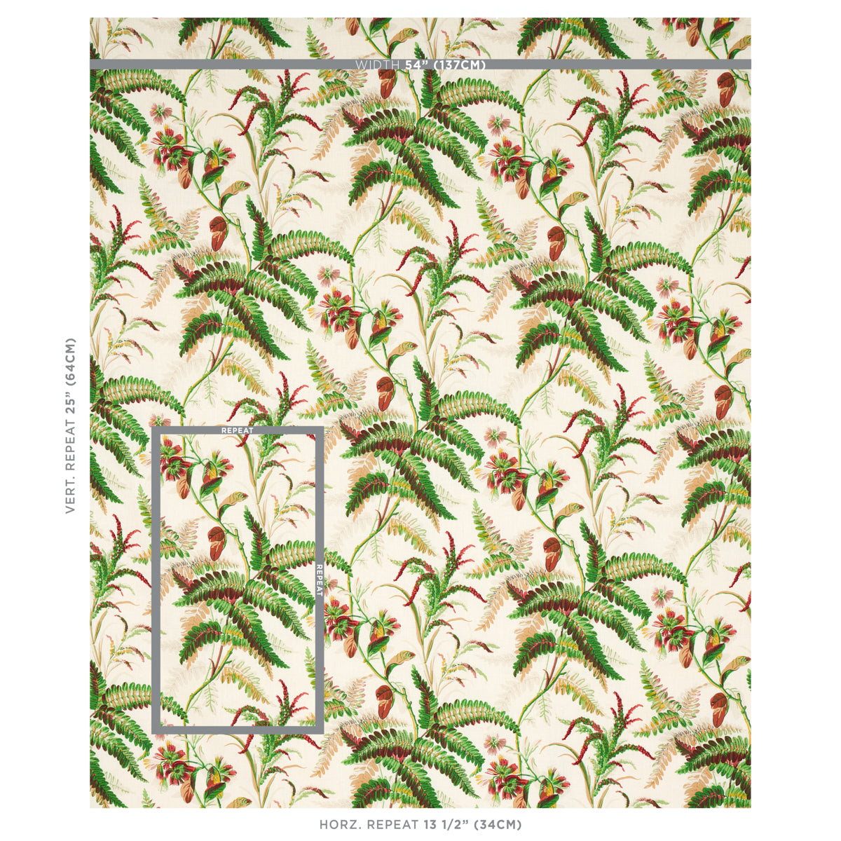 Schumacher Myers Fern Linen Document Fabric 180101