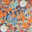 Schumacher Fairie Garden Orange And Navy Fabric Sample 180141