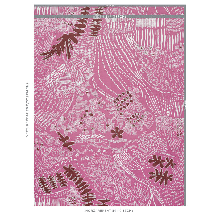 Schumacher Haven Pink And Maroon Fabric 180152