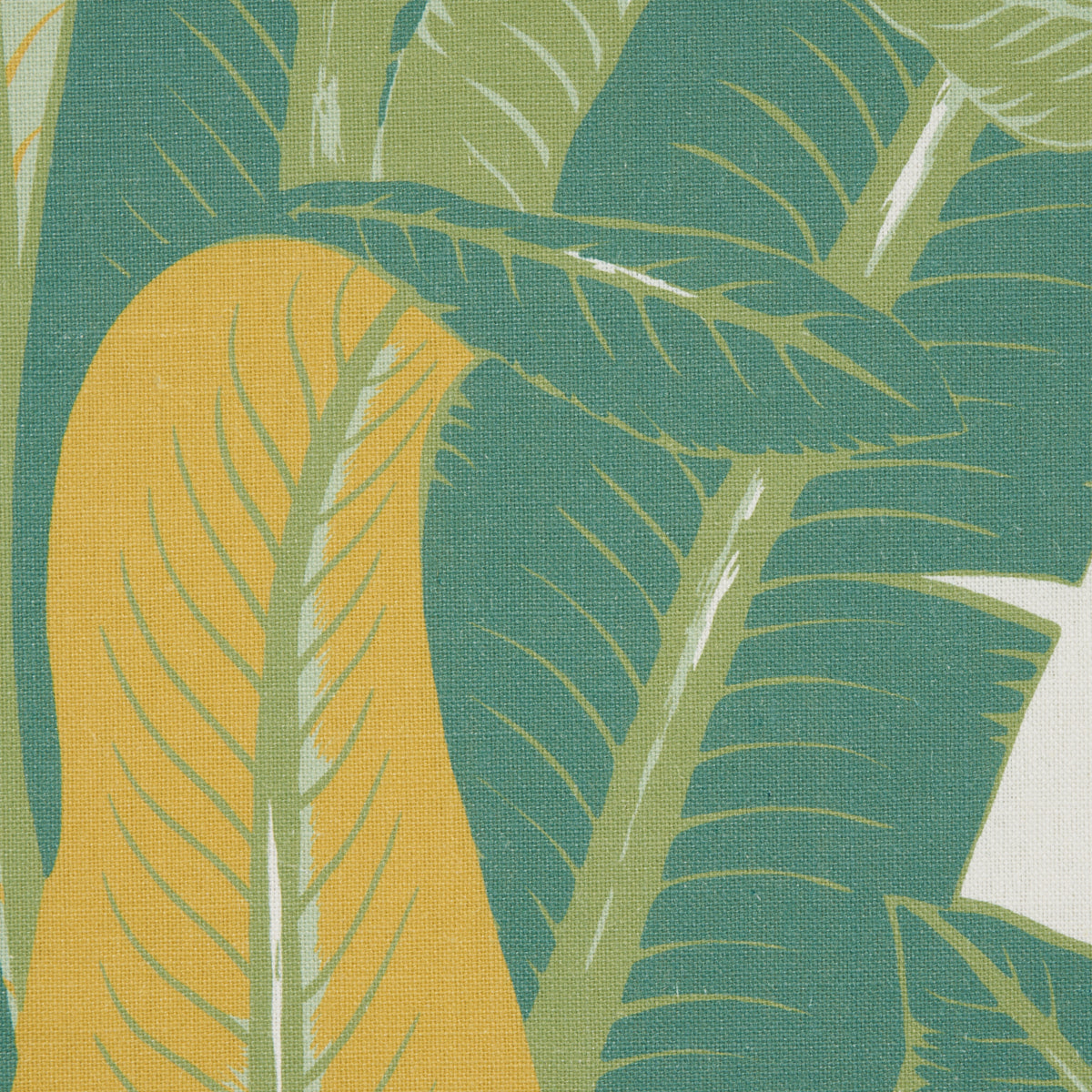 Schumacher Tropical Isle Green On Ivory Fabric 180200