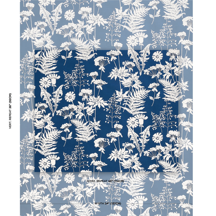 Schumacher Spring Floral Indoor/Outdoor Navy Fabric Sample 180220