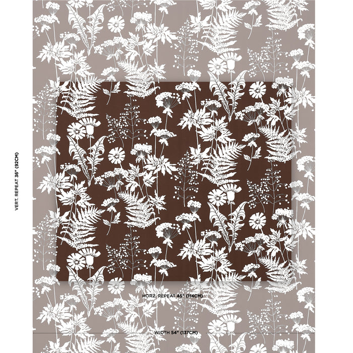 Schumacher Spring Floral Indoor/Outdoor Brown Fabric Sample 180222