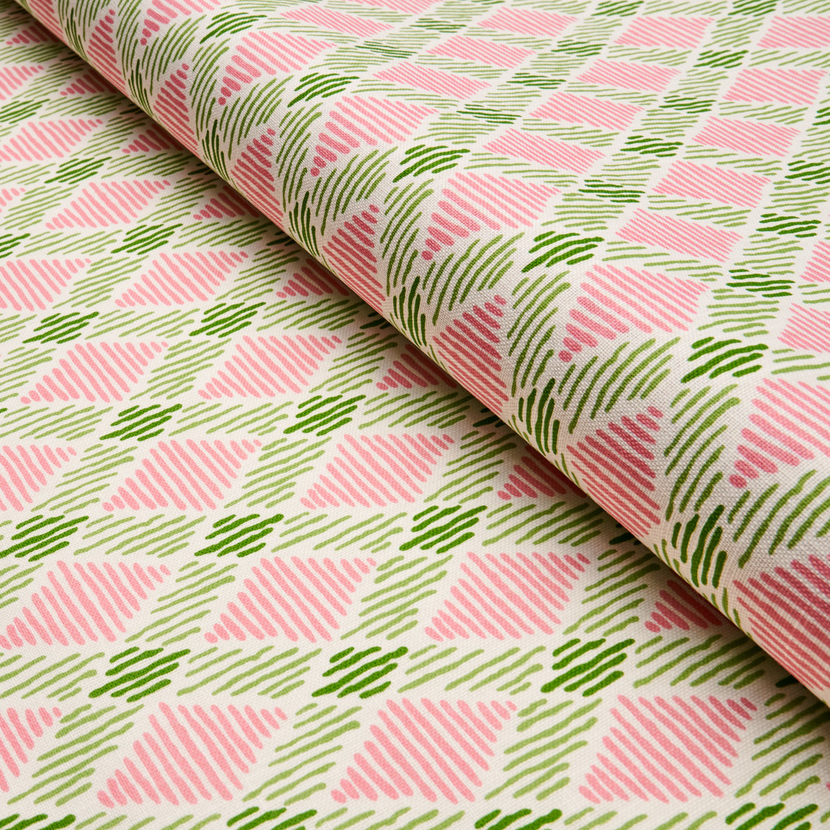 Schumacher Dexter Indoor/Outdoor Pink & Green Fabric Sample 180232