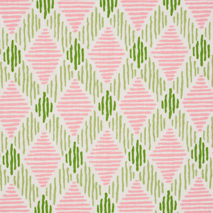 Schumacher Dexter Indoor/Outdoor Pink & Green Fabric Sample 180232